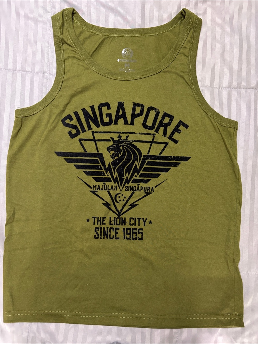 Singapore Graphic Tank Top - Olive Green